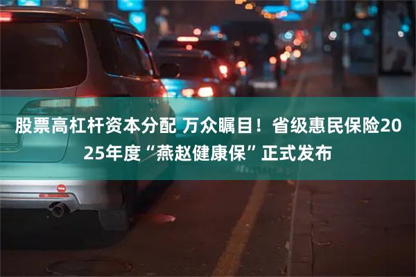 股票高杠杆资本分配 万众瞩目！省级惠民保险2025年度“燕赵健康保”正式发布